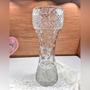 Antique ABP Crystal Corset Vase Cut / Etched Glass - Mckee Innovation - Art Deco